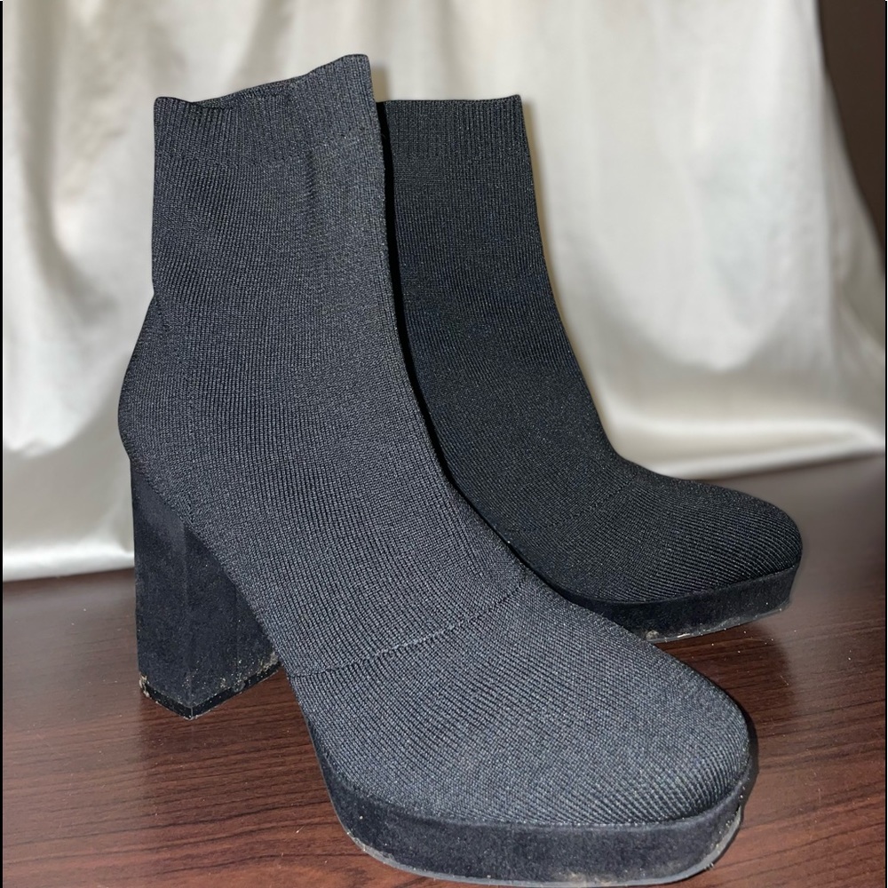 Sexy block heeled sock booties